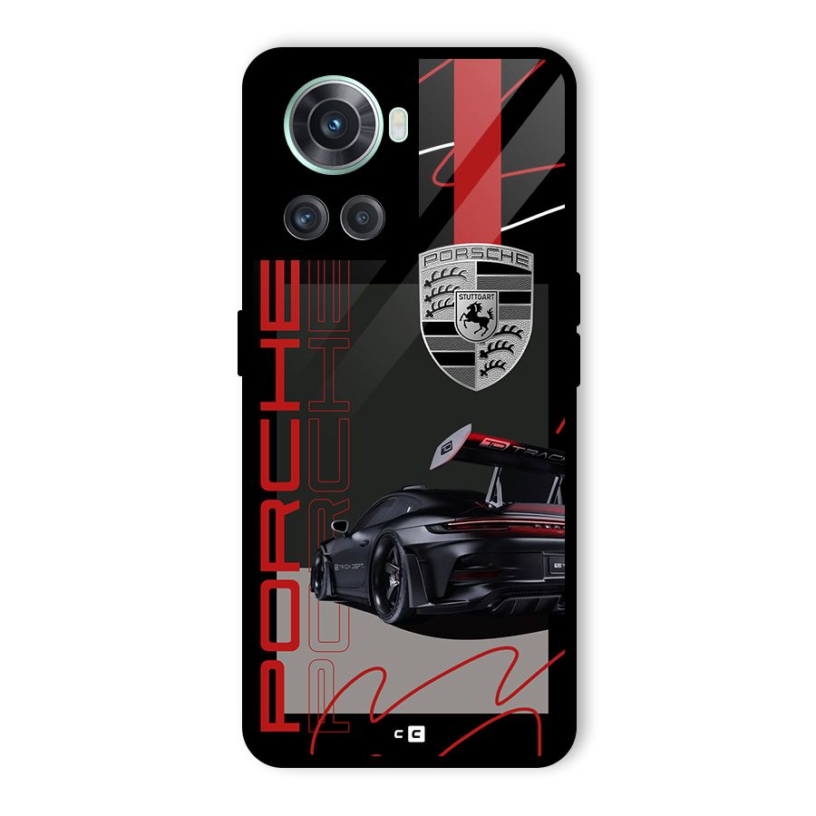 Classy Black Supercar Glass Back Case for OnePlus 10R