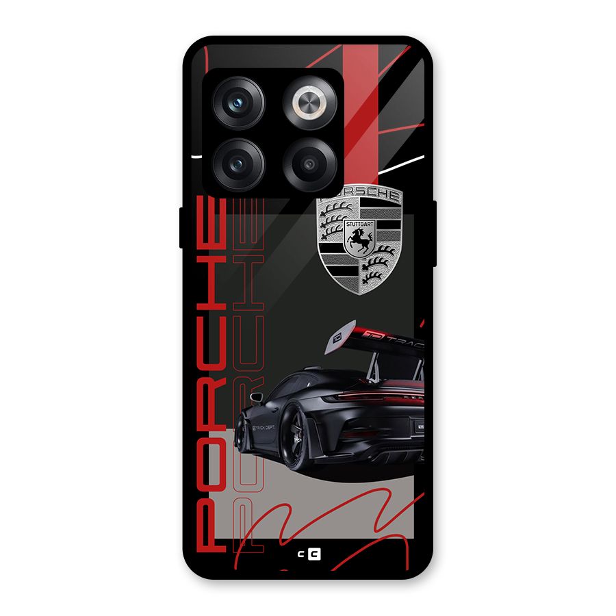 Classy Black Supercar Glass Back Case for OnePlus 10T