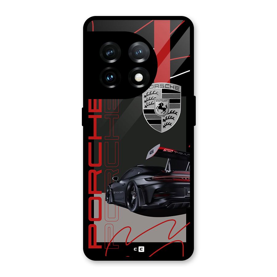 Classy Black Supercar Glass Back Case for OnePlus 11