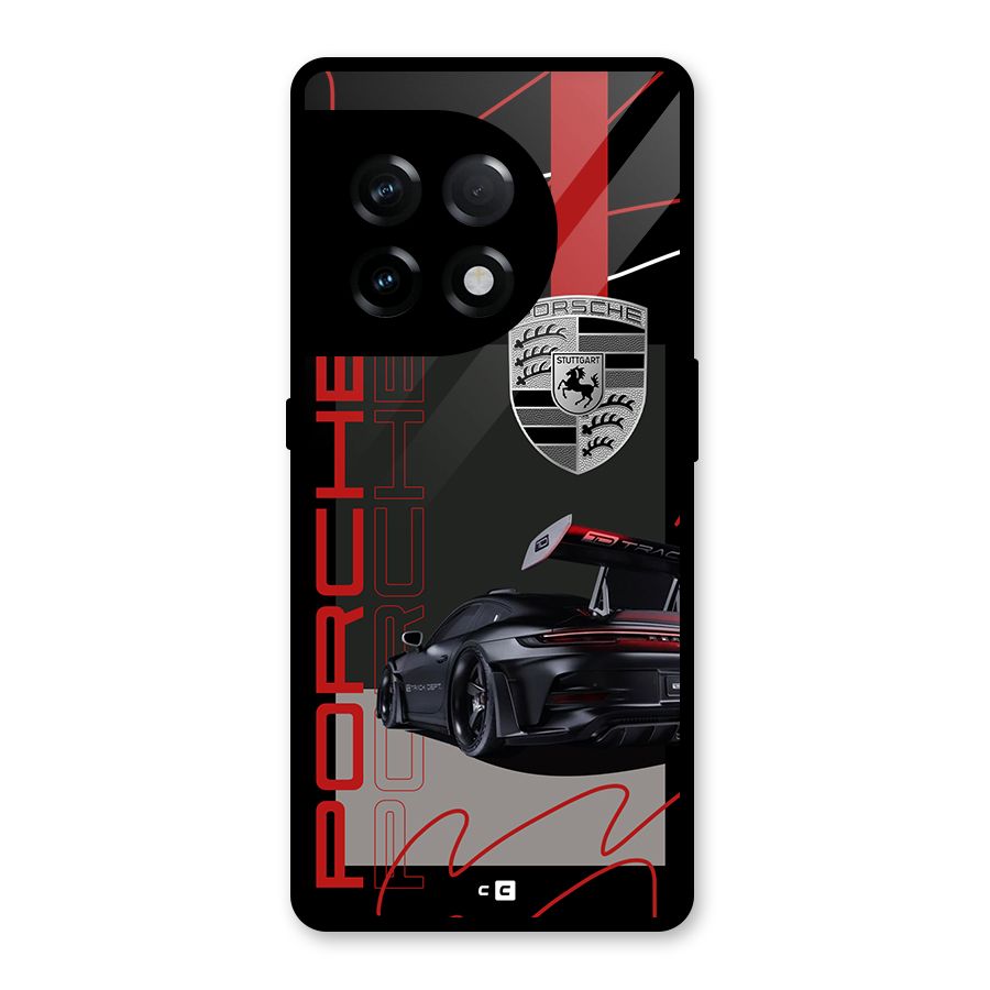 Classy Black Supercar Glass Back Case for OnePlus 11R