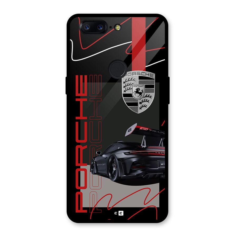Classy Black Supercar Glass Back Case for OnePlus 5T