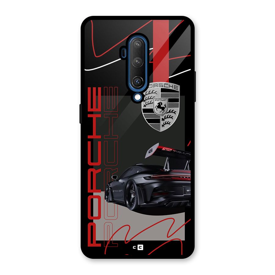 Classy Black Supercar Glass Back Case for OnePlus 7T Pro