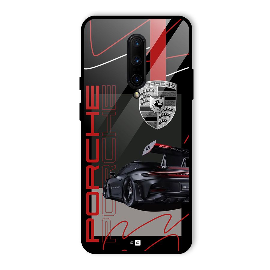 Classy Black Supercar Glass Back Case for OnePlus 7 Pro