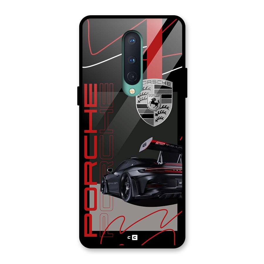 Classy Black Supercar Glass Back Case for OnePlus 8