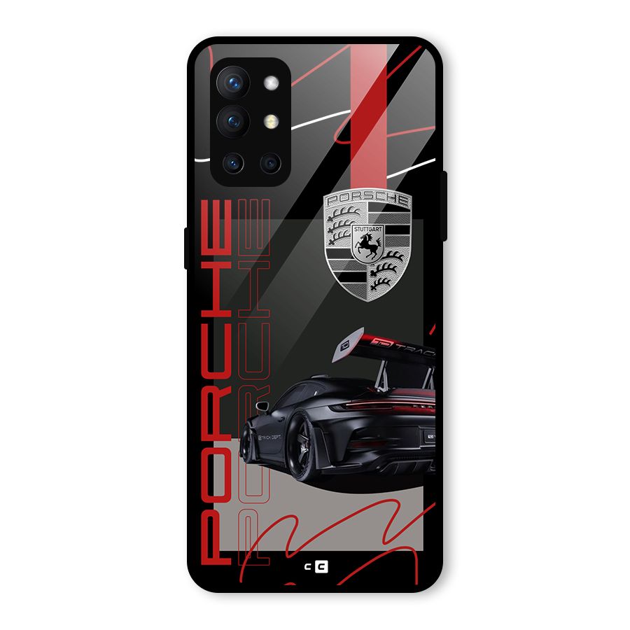 Classy Black Supercar Glass Back Case for OnePlus 9R