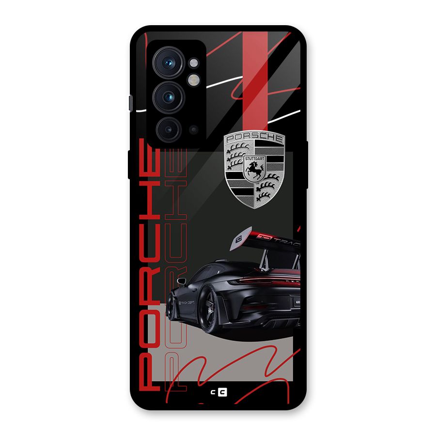 Classy Black Supercar Glass Back Case for OnePlus 9RT 5G