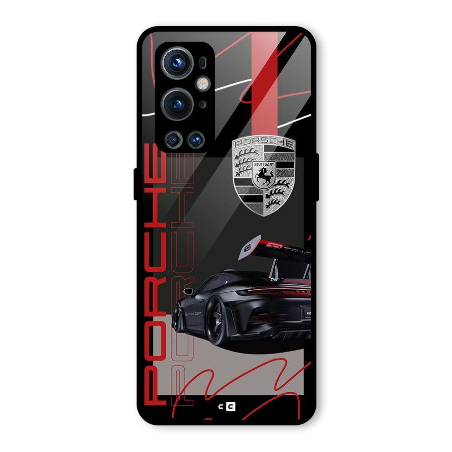 Classy Black Supercar Glass Back Case for OnePlus 9 Pro
