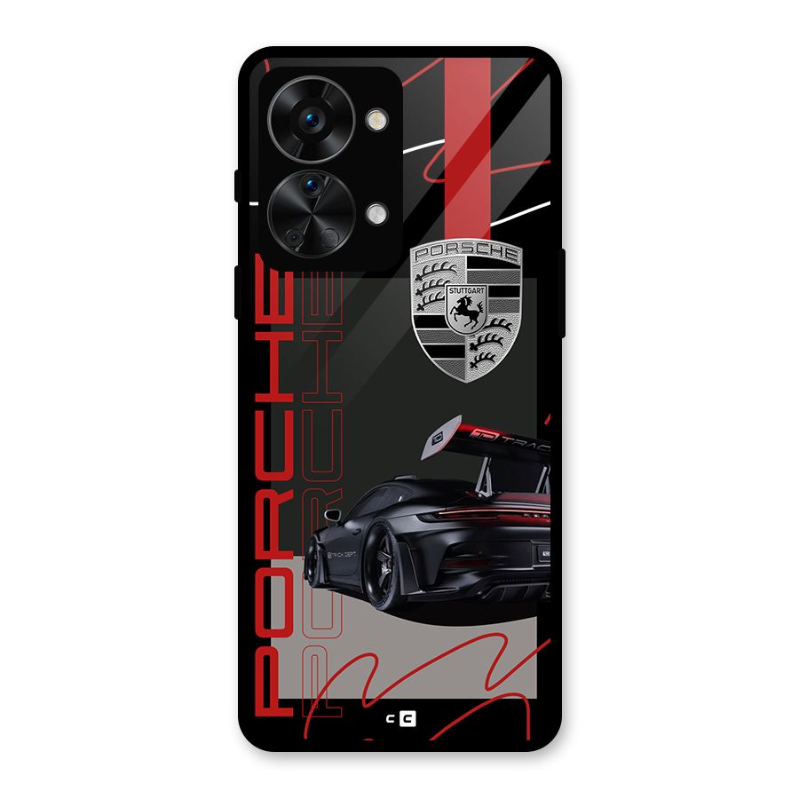 Classy Black Supercar Glass Back Case for OnePlus Nord 2T