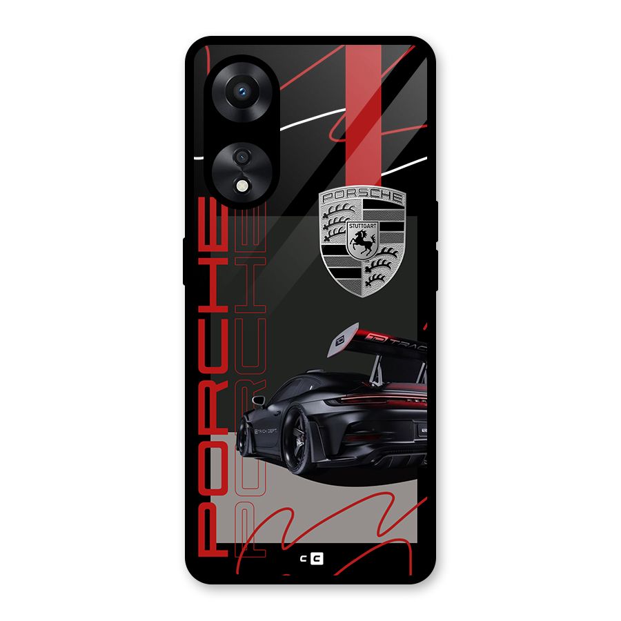 Classy Black Supercar Glass Back Case for Oppo A78