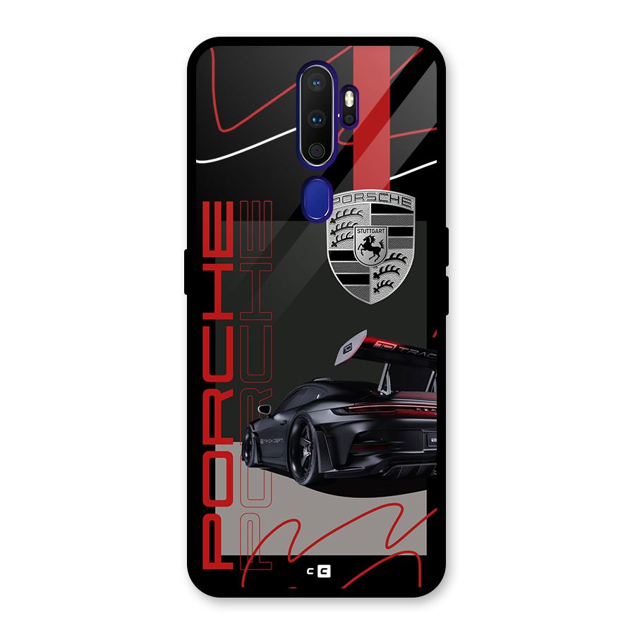 Classy Black Supercar Glass Back Case for Oppo A9 (2020)