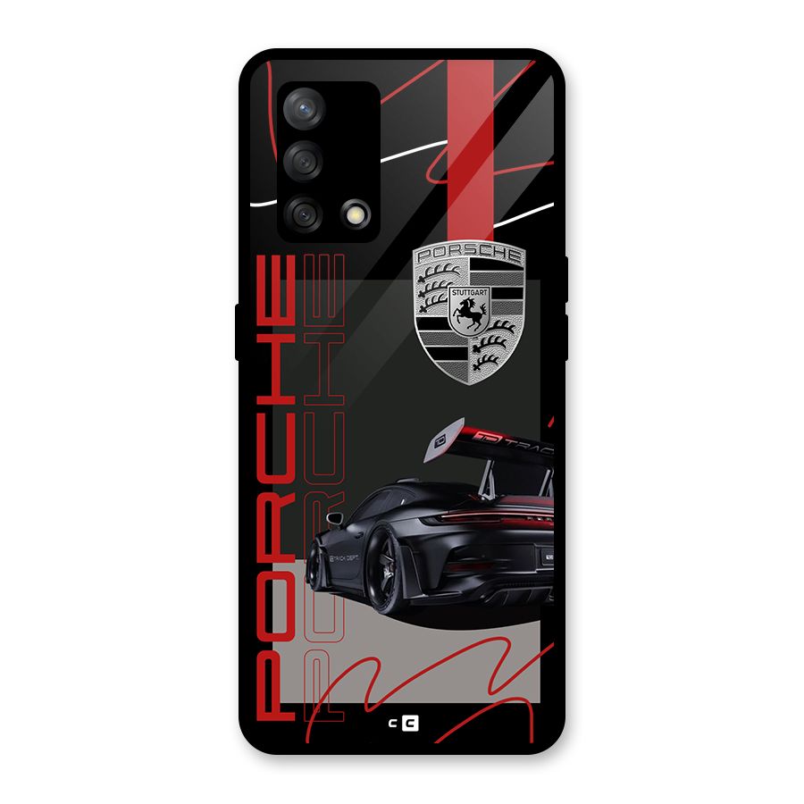 Classy Black Supercar Glass Back Case for Oppo F19