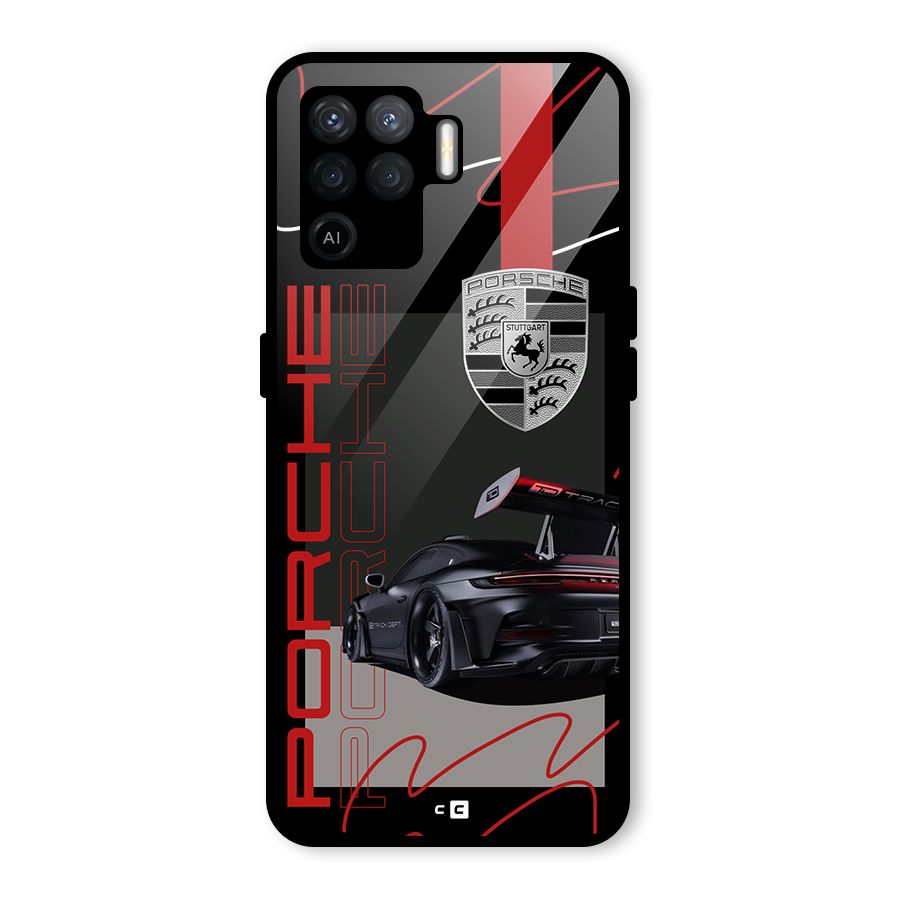 Classy Black Supercar Glass Back Case for Oppo F19 Pro