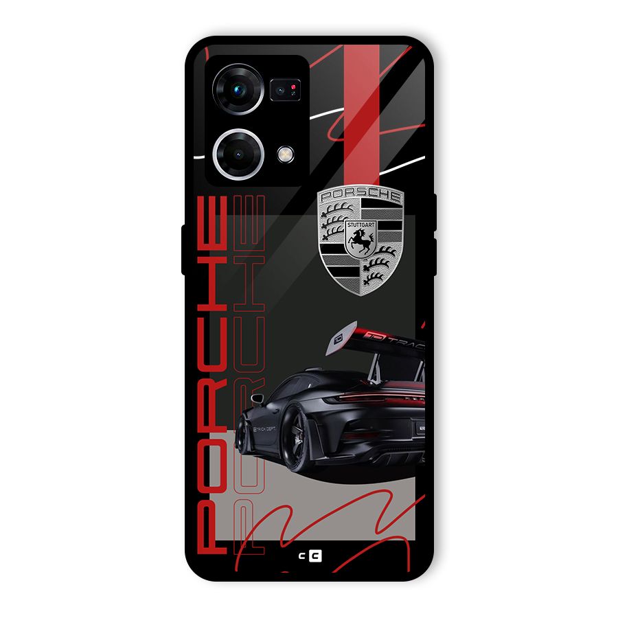 Classy Black Supercar Glass Back Case for Oppo F21 Pro 5G