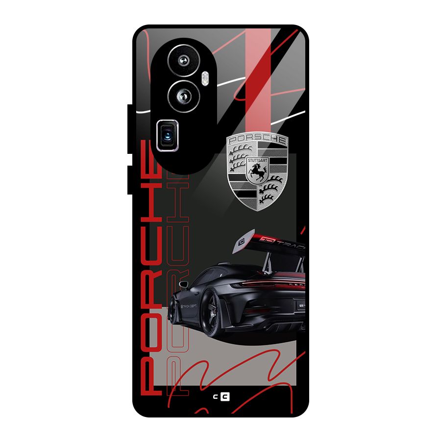 Classy Black Supercar Glass Back Case for Oppo Reno10 Pro Plus