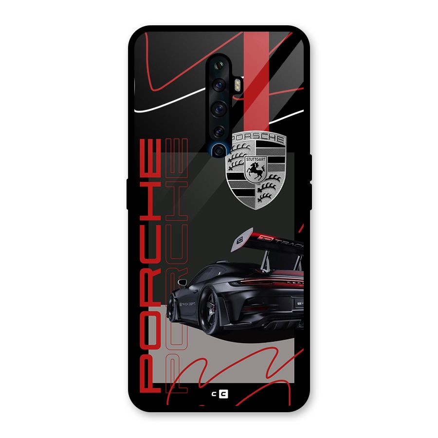 Classy Black Supercar Glass Back Case for Oppo Reno2 Z