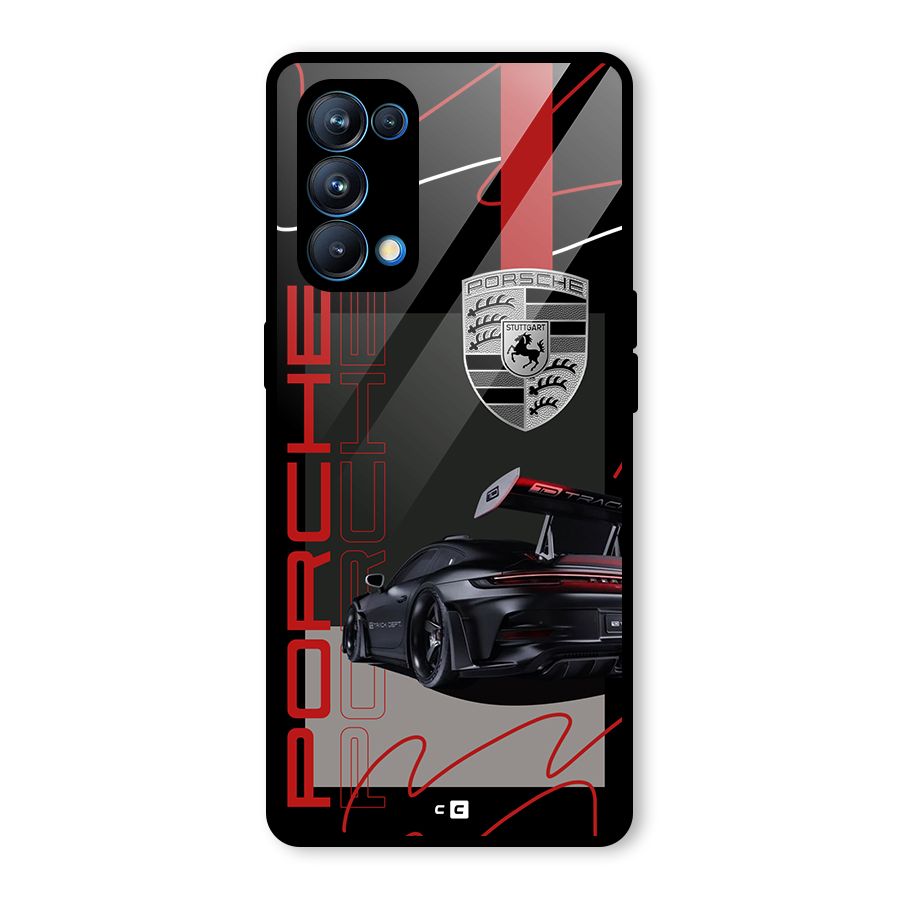 Classy Black Supercar Glass Back Case for Oppo Reno5 Pro 5G