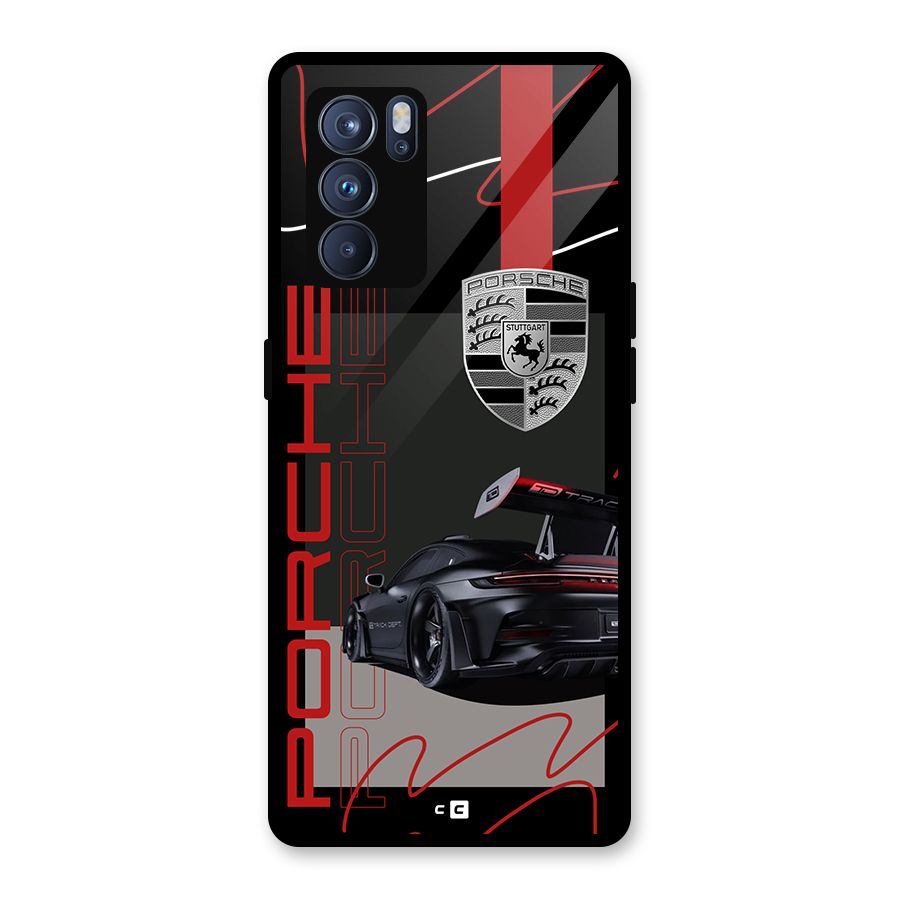 Classy Black Supercar Glass Back Case for Oppo Reno6 Pro 5G