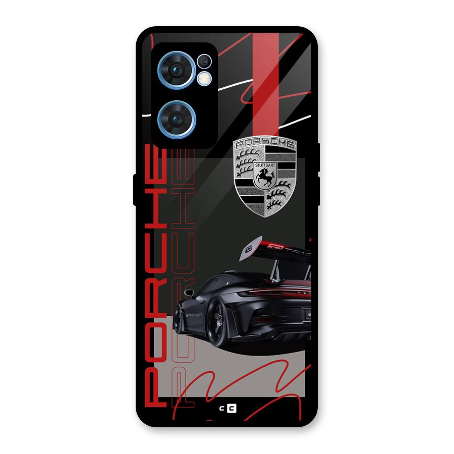 Classy Black Supercar Glass Back Case for Oppo Reno7 5G