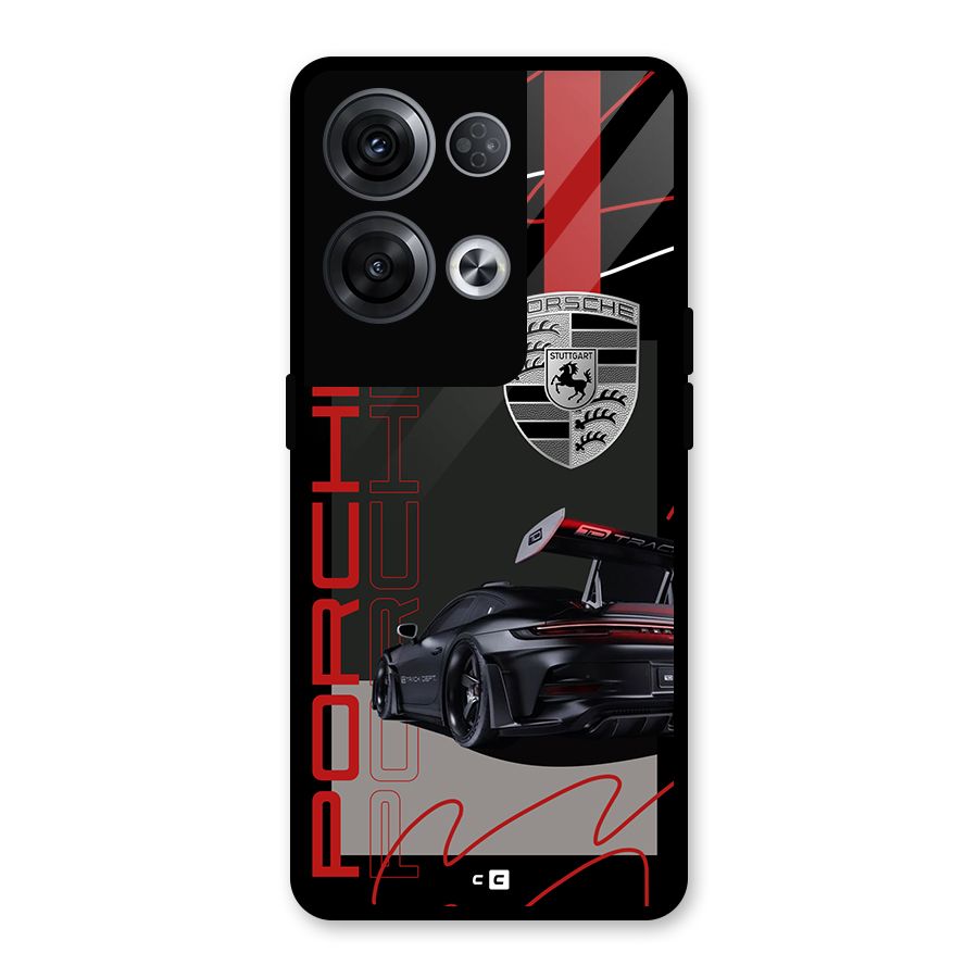 Classy Black Supercar Glass Back Case for Oppo Reno8 Pro 5G