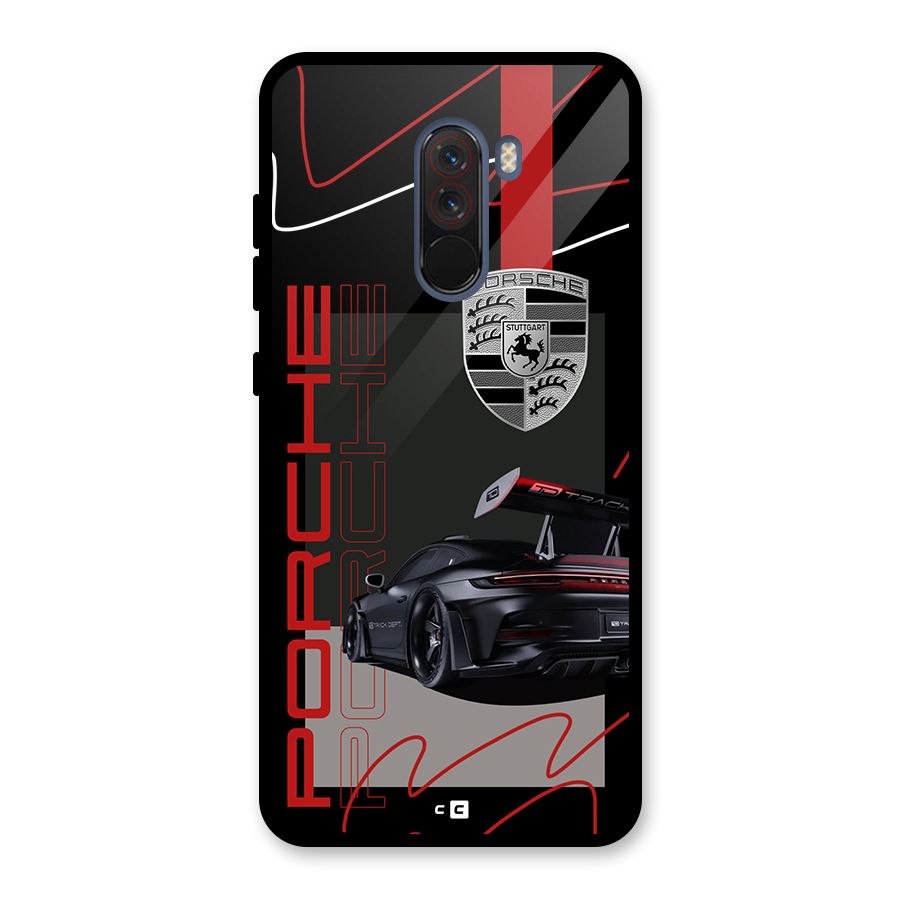 Classy Black Supercar Glass Back Case for Poco F1