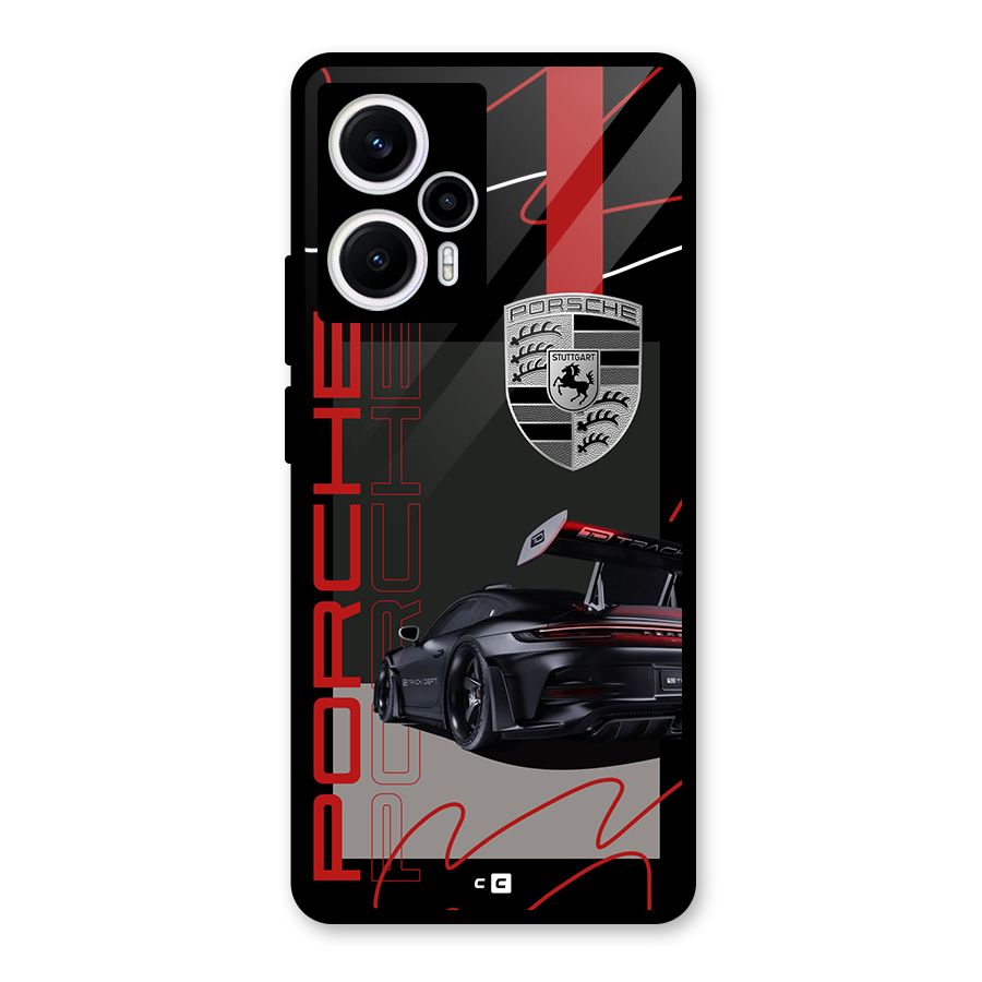 Classy Black Supercar Glass Back Case for Poco F5