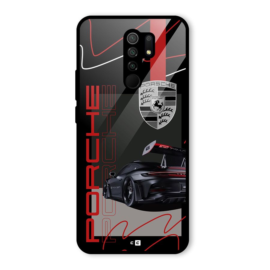 Classy Black Supercar Glass Back Case for Poco M2