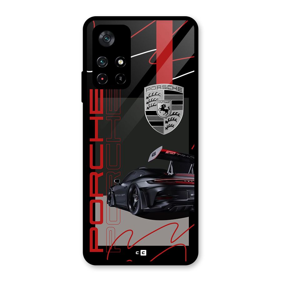 Classy Black Supercar Glass Back Case for Poco M4 Pro 5G