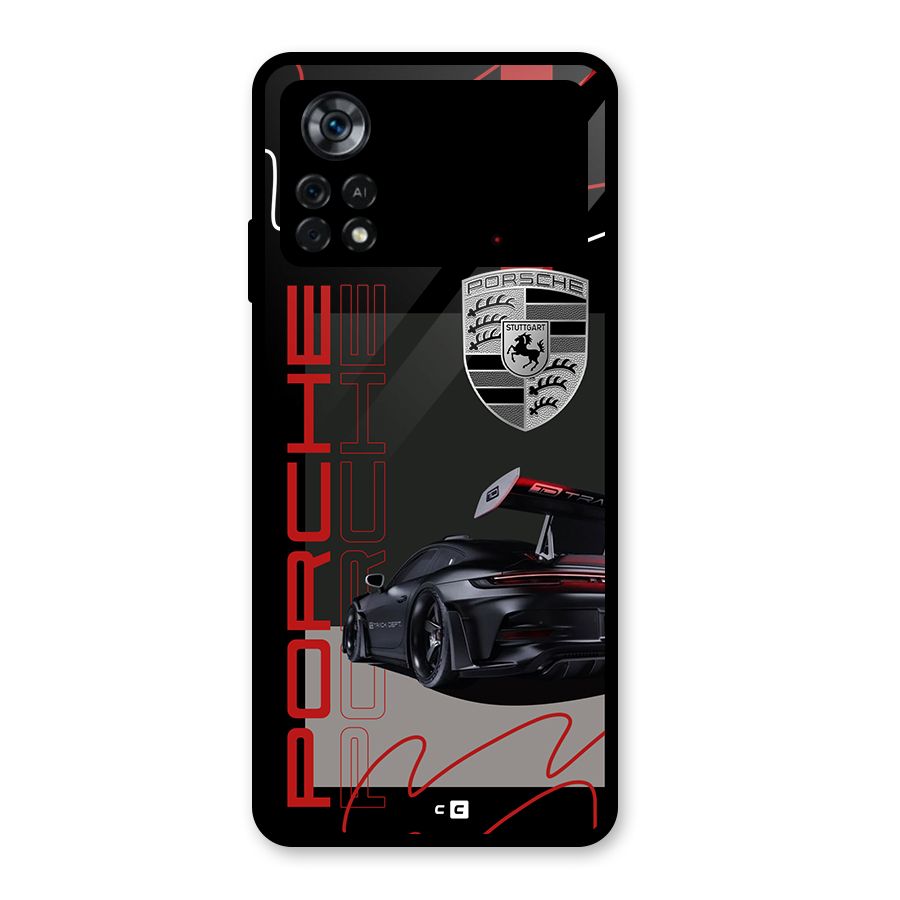 Classy Black Supercar Glass Back Case for Poco X4 Pro 5G