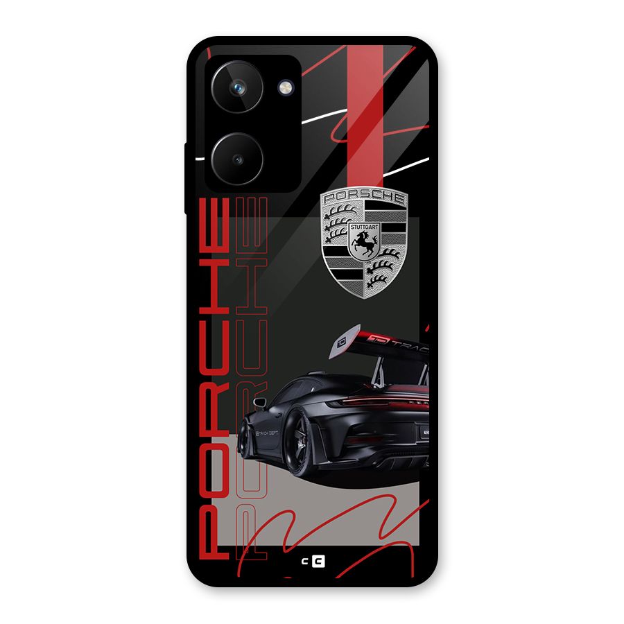 Classy Black Supercar Glass Back Case for Realme 10