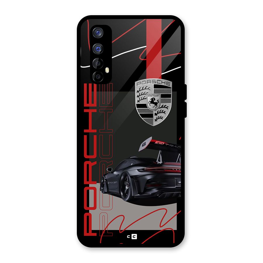 Classy Black Supercar Glass Back Case for Realme 7