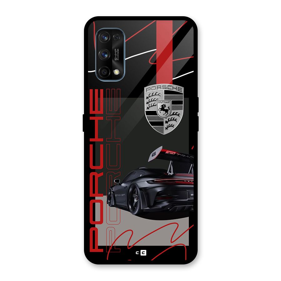 Classy Black Supercar Glass Back Case for Realme 7 Pro