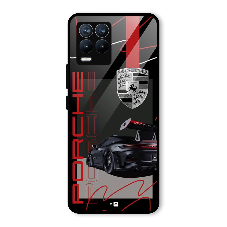 Classy Black Supercar Glass Back Case for Realme 8