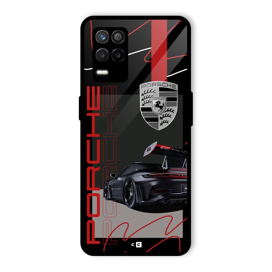 Classy Black Supercar Glass Back Case for Realme 8 5G