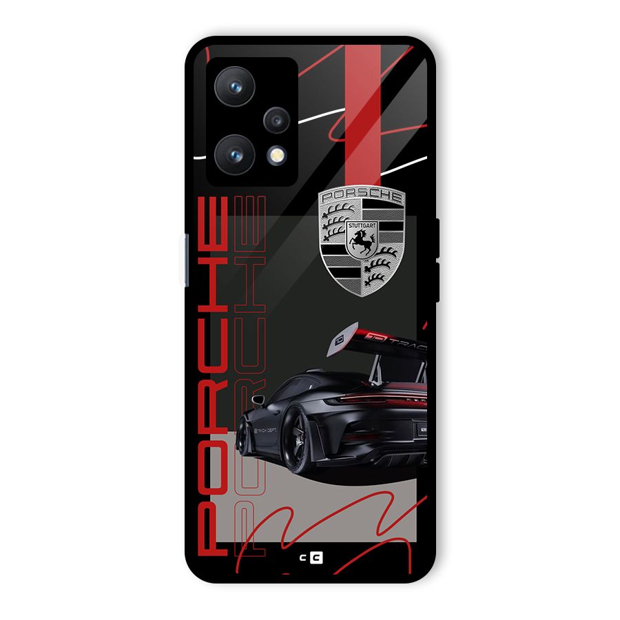 Classy Black Supercar Glass Back Case for Realme 9 Pro 5G