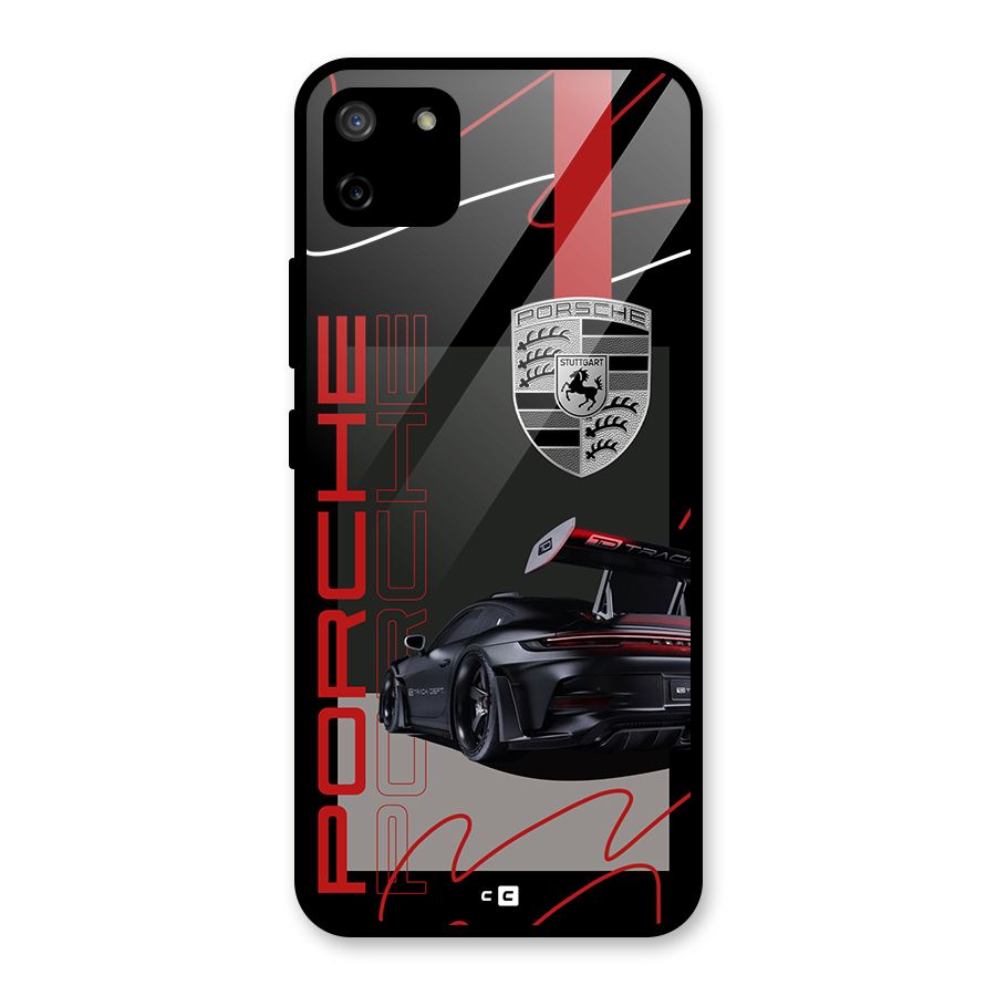 Classy Black Supercar Glass Back Case for Realme C11