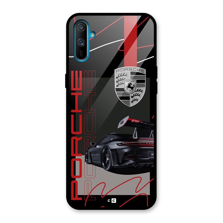 Classy Black Supercar Glass Back Case for Realme C3