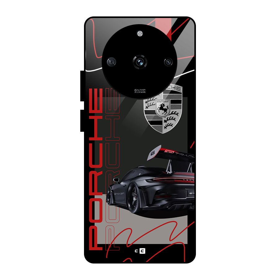 Classy Black Supercar Glass Back Case for Realme Narzo 60 5G