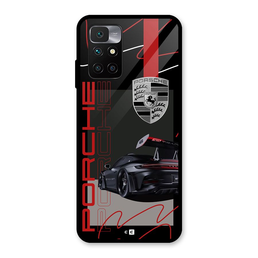 Classy Black Supercar Glass Back Case for Redmi 10 Prime