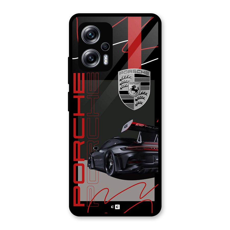 Classy Black Supercar Glass Back Case for Redmi K50i