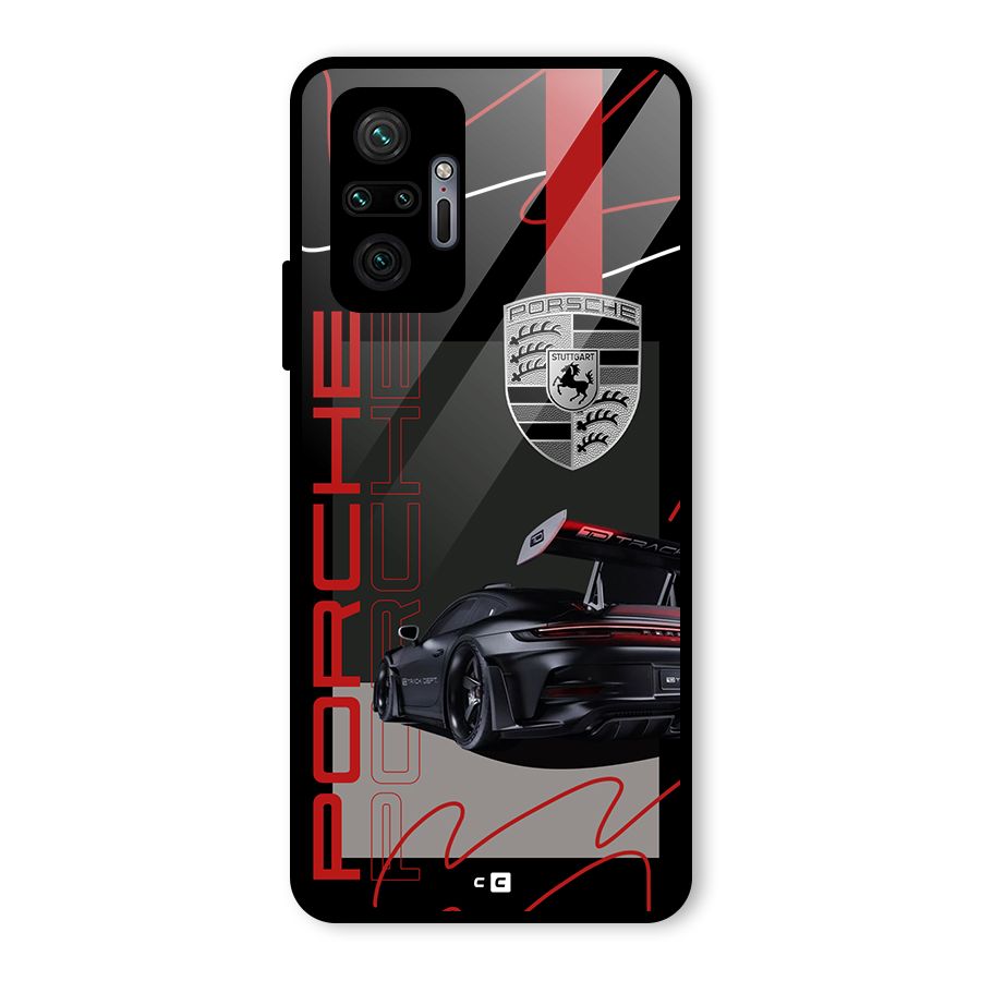 Classy Black Supercar Glass Back Case for Redmi Note 10 Pro