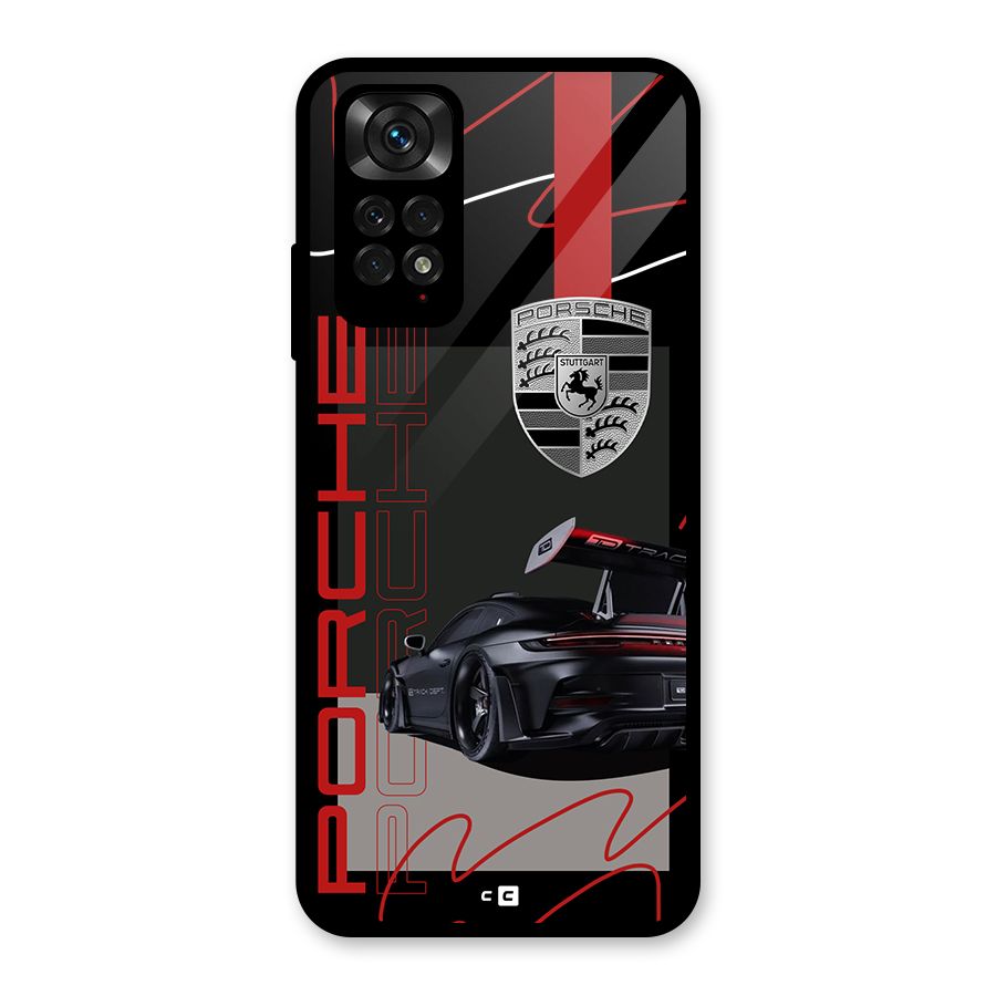 Classy Black Supercar Glass Back Case for Redmi Note 11S