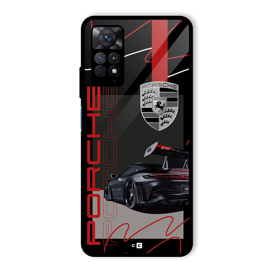 Classy Black Supercar Glass Back Case for Redmi Note 11 Pro