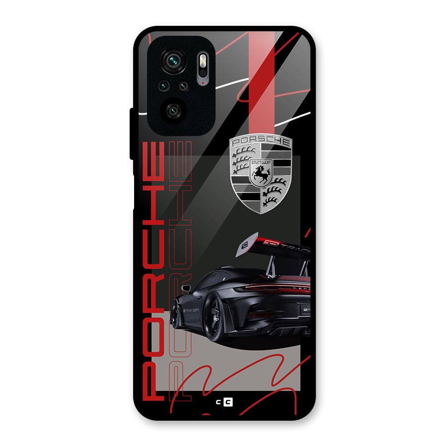 Classy Black Supercar Glass Back Case for Redmi Note 11 SE