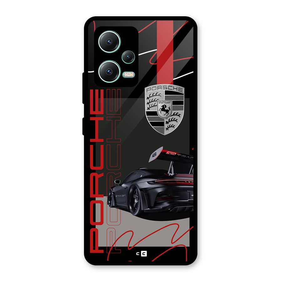 Classy Black Supercar Glass Back Case for Redmi Note 12 5G