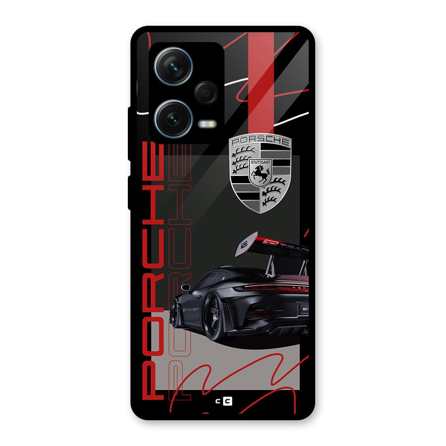Classy Black Supercar Glass Back Case for Redmi Note 12 Pro Plus 5G