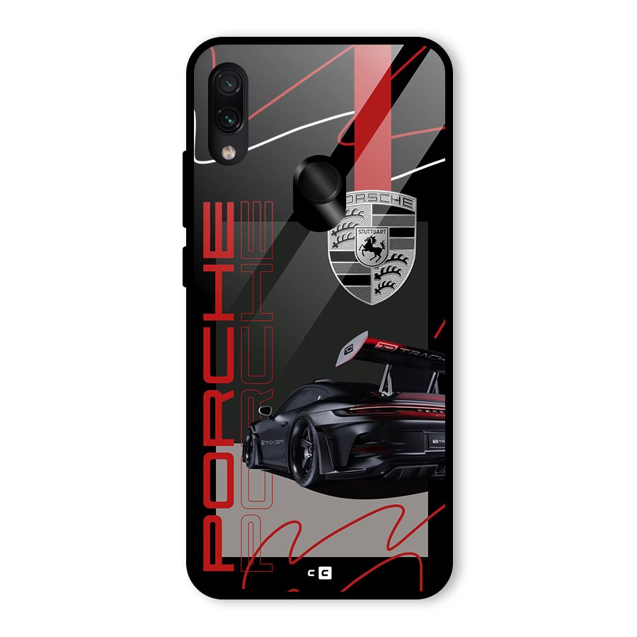 Classy Black Supercar Glass Back Case for Redmi Note 7 Pro