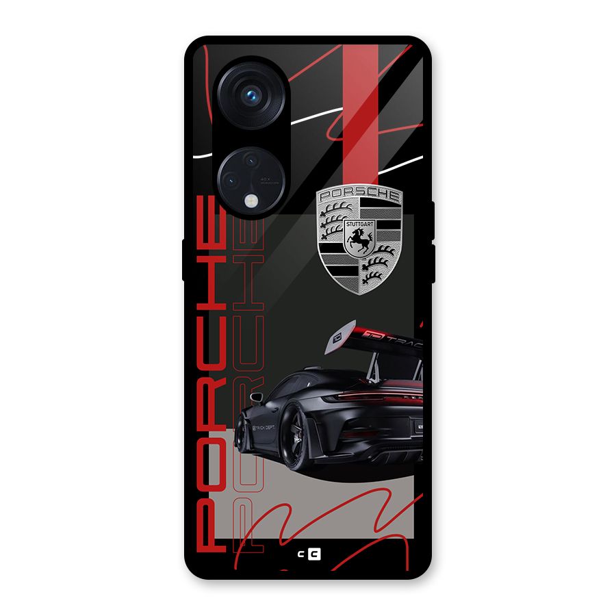 Classy Black Supercar Glass Back Case for Reno8 T 5G