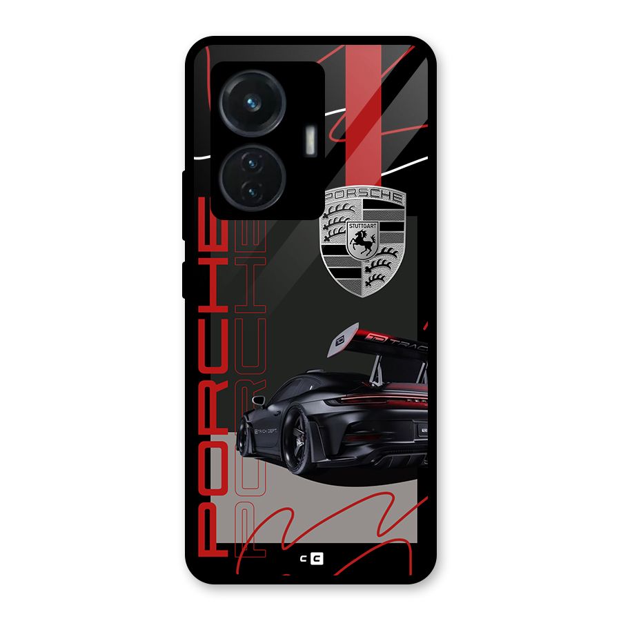 Classy Black Supercar Glass Back Case for Vivo T1 44W