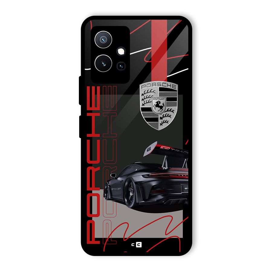Classy Black Supercar Glass Back Case for Vivo T1 5G
