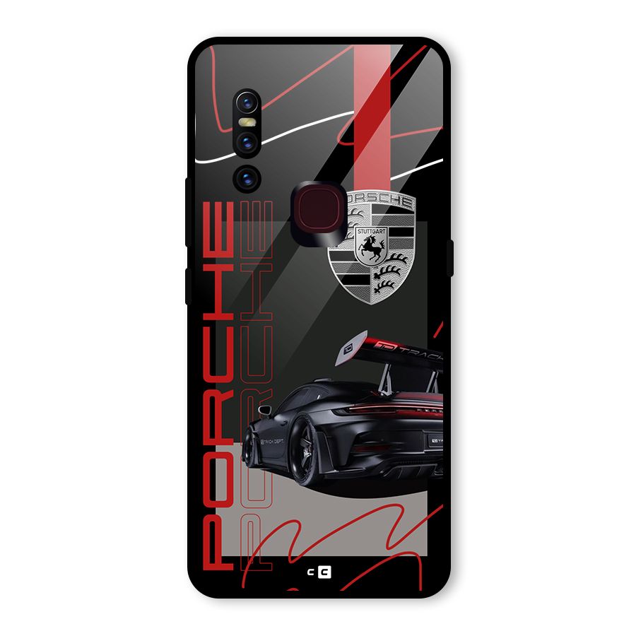 Classy Black Supercar Glass Back Case for Vivo V15